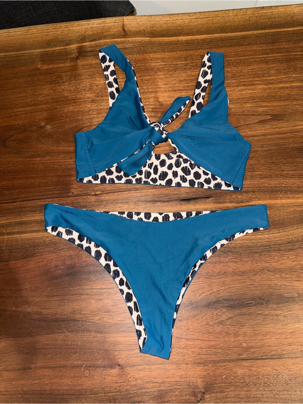 MC SWIM Reversible Teal/Cheetah Bikini Set